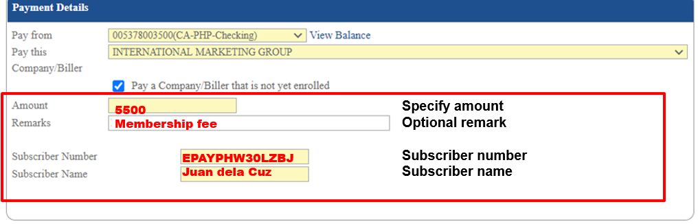 BDO Bill Payment - Deposit Slip