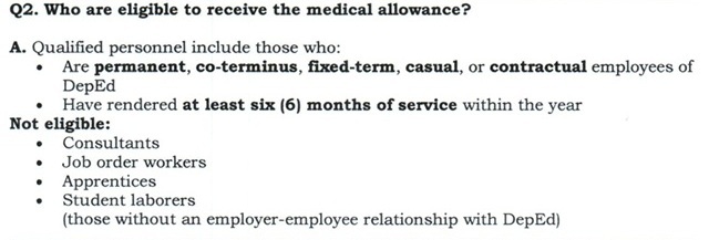 Q2. Who are eligible to receive the medical allowance?